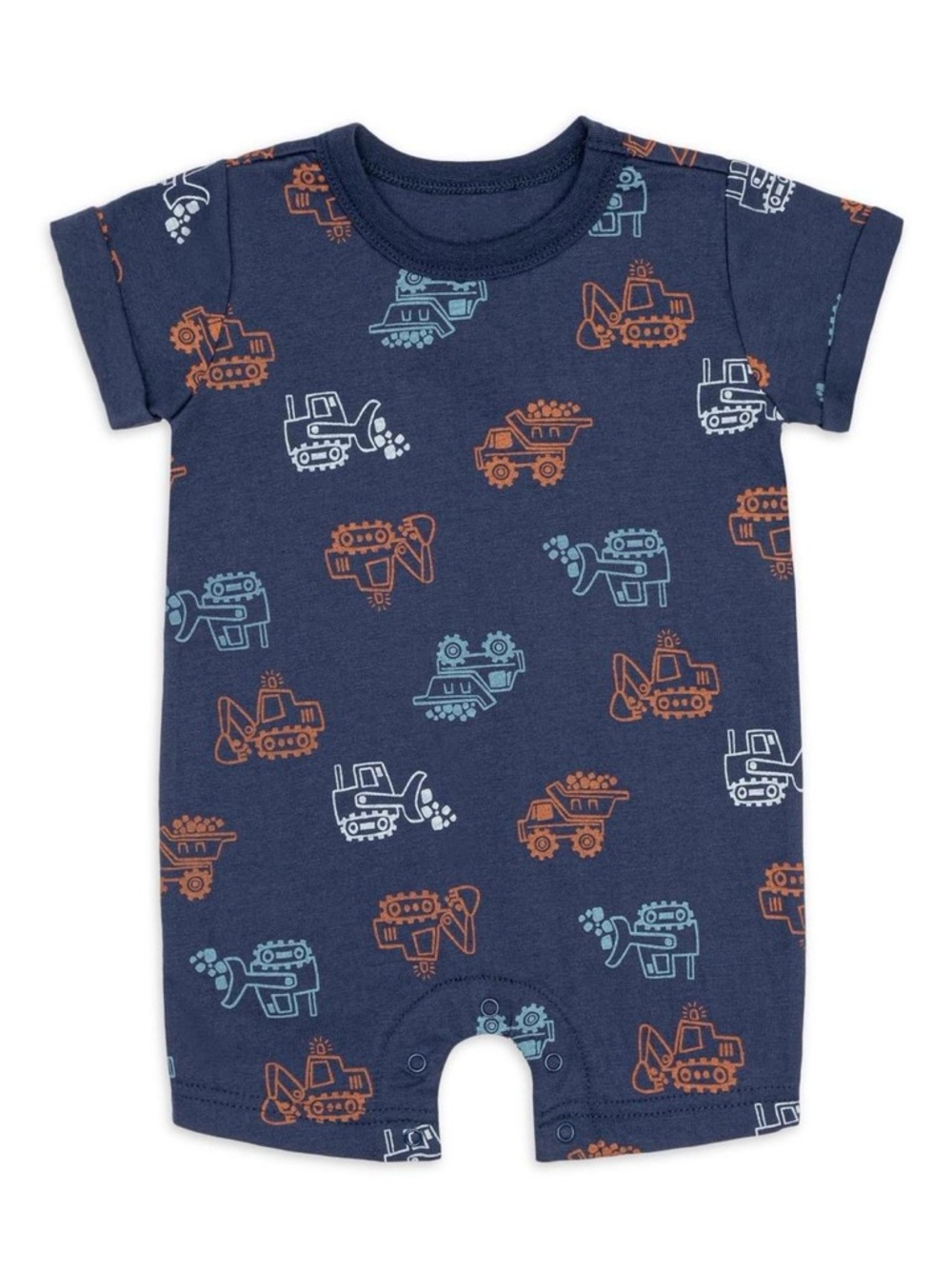 Pl baby blue construction romper short sleeve baby boy bodysuit